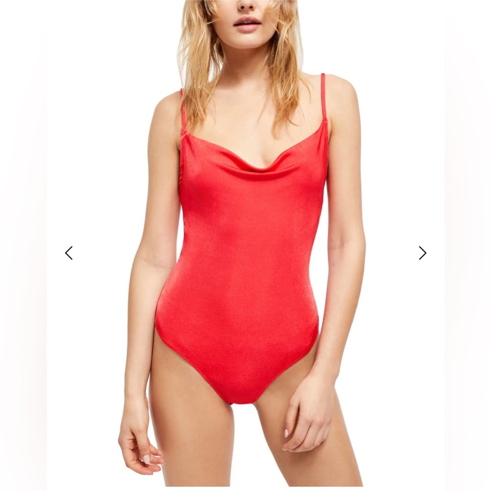 FP Bright Red Slinky Cow Neck Bodysuit